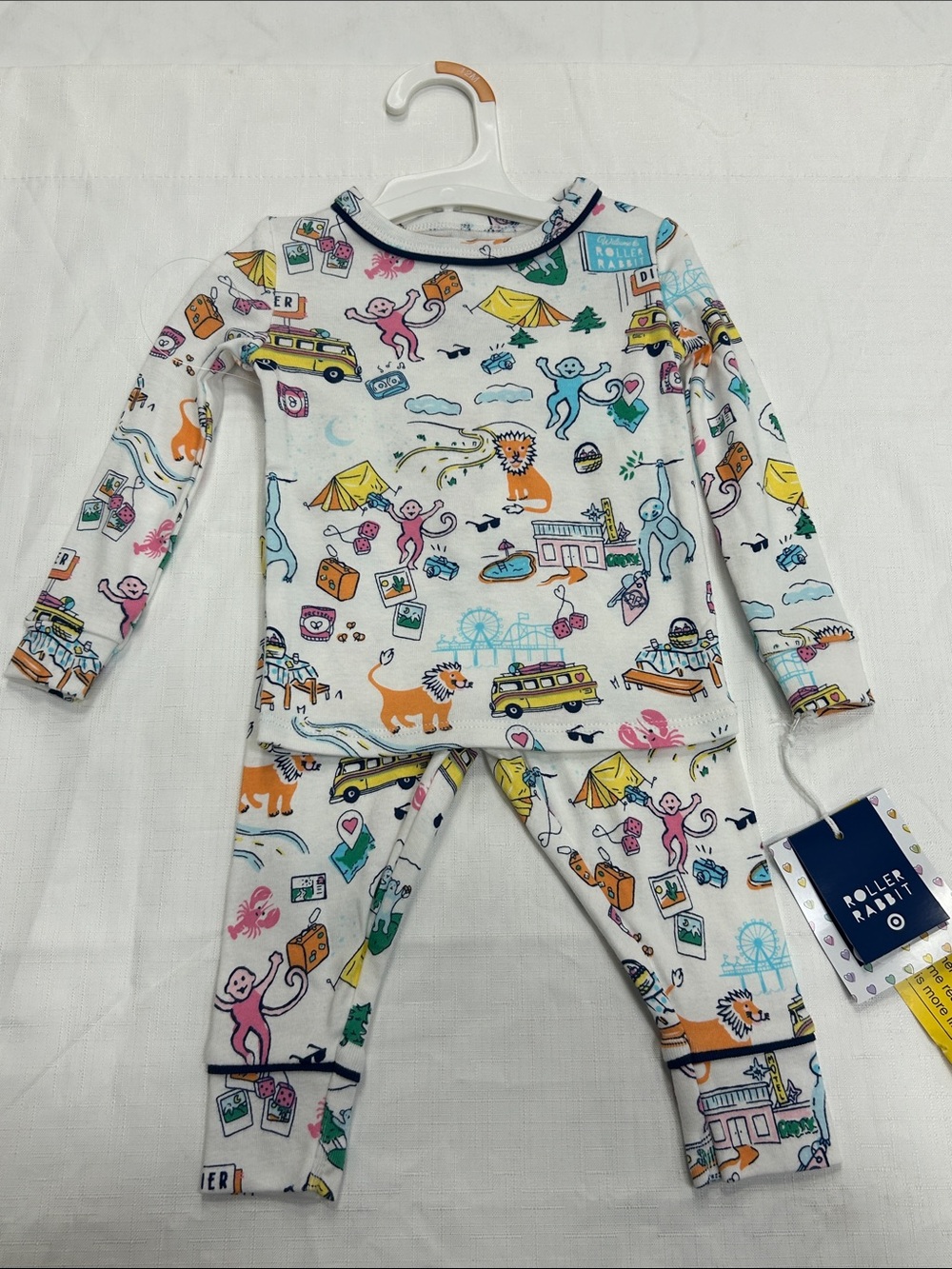 Roller Rabbit x Target Toddler White Multicolor Travel Print Pajama Set